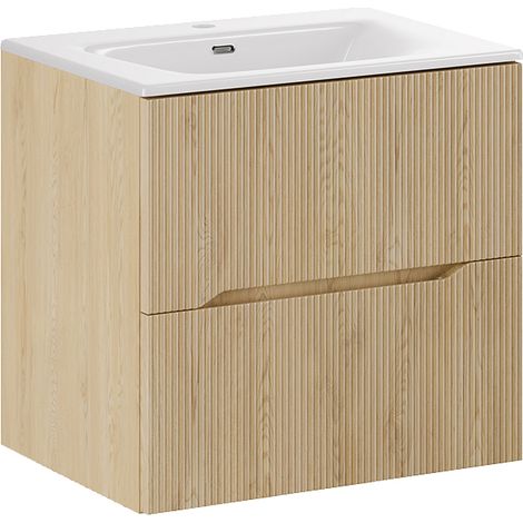Meuble simple vasque encastrée 60cm Isaline Bois