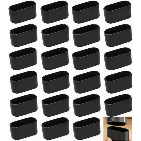 Set of 24, 20 x 40 mm Chair Caps, Chair Leg Protectors, Oval Soft Plastic Chair Leg Caps for Chairs, Tables and Furniture, Noise Reduction and Floor Protection (1/5)
