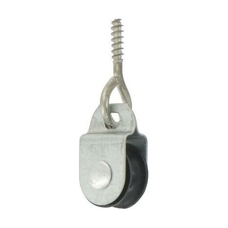 Poulie à piton galet noir 20 – Charge maximale 200kg – Diamètre de corde 10mm – Pour chantiers humides et espaces confinés