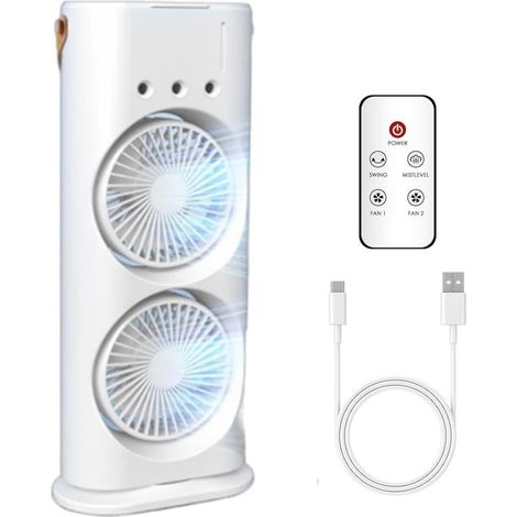 Bullseye Air – Bullseye Air Ventilator, 4-in-1-Akku-Nebelventilator mit 2 Ventilatoren und Fernbedienung, tragbare Klimaanlage mit 3 Geschwindigkeitsstufen und LED-Anzeige, Luftkühler für Zuhause und (1/5)