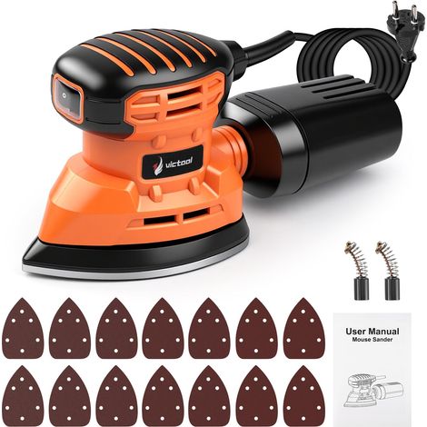 Ponceuse Triangulaire 13 000 tr/min, ponceuse à bois électrique avec 14 feuilles abrasives et collecteur de poussière, idéale pour ponçage, polissage, Bois et En Acier Dans Les Espaces Restreints (1/5)