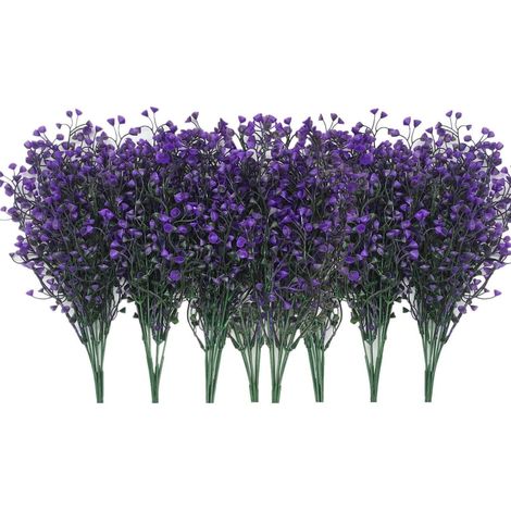 Plantes Artificielles Arbustes Buissons, Faux Fleurs En Plastique De Mariage Intérieur Extérieur Maison Jardin Véranda Cuisine Bureau Centre De Table Arrangements Décoration De NoL - Violet Foncé 8pcs (1/5)