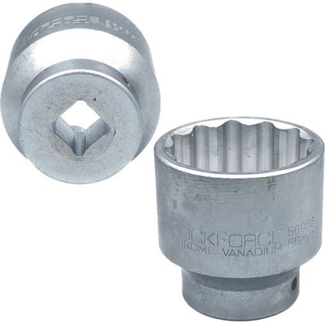 Douille 3/4" - 56 mm - 12 Pans - Acier Chrome-Vanadium - Pour Clés à Chocs et Clés Dynamométriques - 1 Pièce