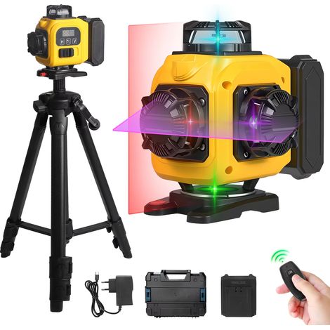 Niveau laser 4D à 16 lignes, faisceau à 4 couleurs, alignement horizontal et vertical à 360°, adapté à la décoration et à l'accrochage de tableaux. (1/5)