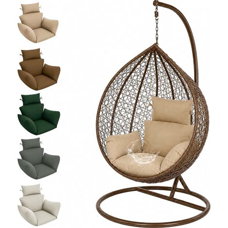 Coussin pour Fauteuil Suspendu et Chaise à Bascule en Extérieur, Coussin de Jardin avec Appui-tête, Coussin pour Chaise à Bascule Intérieur, Coussin de Siège pour Fauteuil Suspendu et Chaise à Bascule (1/5)
