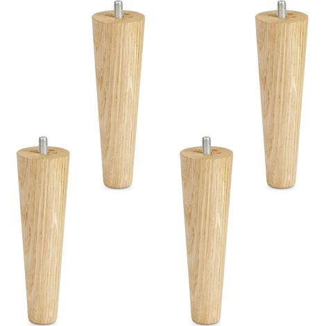 4 Stück Möbelfüße Eiche massiv Ø 45 / 25 mm Höhe 150 mm (1/4)
