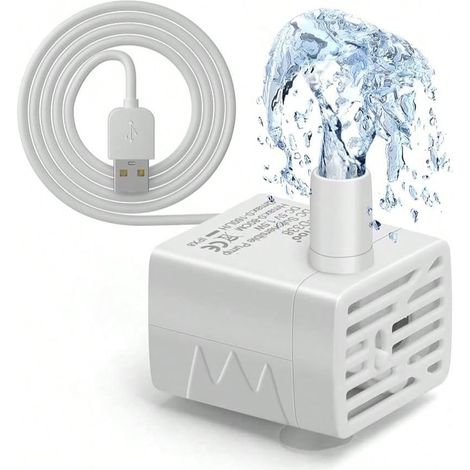 Pompe pour fontaine à eau pour chat ultra silencieuse USB 5V, pompe submersible pour fontaine à eau pour animaux, pompe de remplacement résistante à l'eau IPX8, pompe distributeur (1/4)