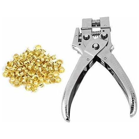 Hochleistungs-Lochzange aus Stahl mit 100 4-mm-Ösen aus Eisen für Planen, Kleidung, Bastelarbeiten, Scrapbooking und andere Lochprojekte – AquaForge