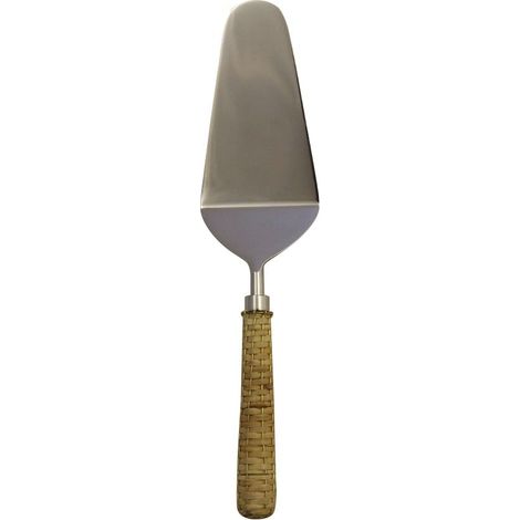 Pelle à tarte et gâteau de service en acier avec manche en osier beige 27 cm - PANGIVO (1/3)