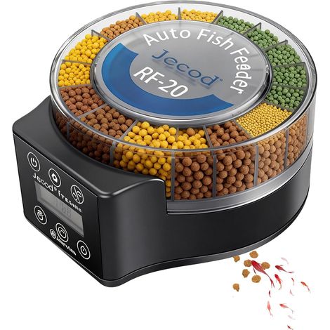 Distributeur Automatique de Nourriture pour Aquarium, Distributeur Automatique de Nourriture pour Poisson avec minuteur 140ML, 6 Modes, Distributeur Automatique Nourriture pour Aquarium avec câble (1/5)