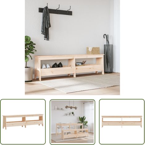 The Living Store Flurbank 160x28x45 cm Massivholz Kiefer - Flurbank - Kiefernholzbänkchen - Etagenwohnung Möbel - Einbaubank - Garderobe (1/5)