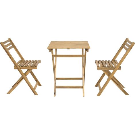 Conjunto de mesa y sillas de jardín de madera "Aldo" - 2 plazas - Marrón