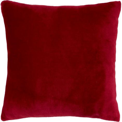 Coussin en Flanelle Uni "Ollis" 38x38cm Rouge (1/5)
