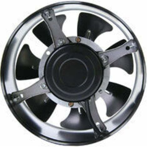 Axial-Rohrventilator aus Edelstahl für Luft/Absaugung. 100 mm Rohrventilator mit verzinktem Stahlgehäuse, schwarz (1/3)