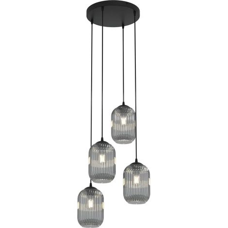 [GEBRAUCHT] B-Ware Emibig Lighting Pendellampe Hängelampe Verdi ø30cm Lampe Glas 4 Fg Rauchgrau