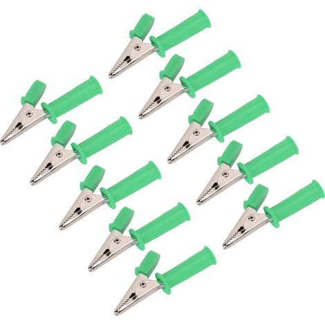Pince Crocodile Isolée 5mm Cuivre Pur Lot de 10 avec Douille 4mm pour Test Expérimental Vert (1/5)