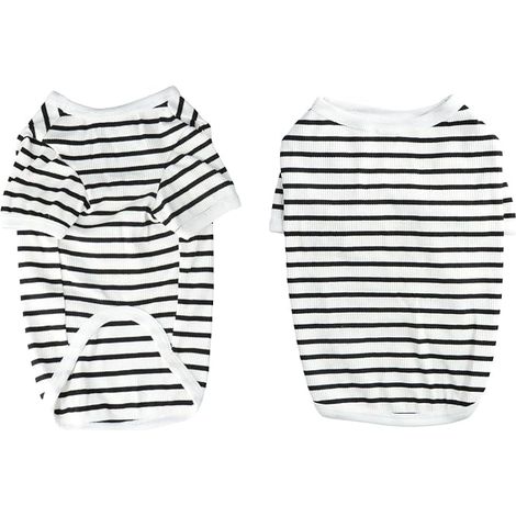 T-Shirt à Rayures Chien Chemises Chiens T-Shirt Coton Chihuahua Manches Courtes Vêtements Chiens Chats Petite (L) (1/5)