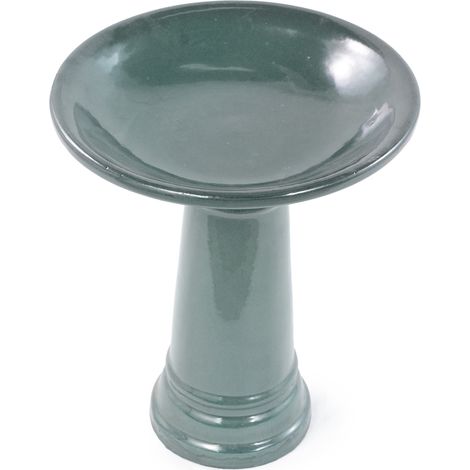 Bebedero para pájaros de cerámica verde oscuro 31,5 cm h 38 cm (1/5)
