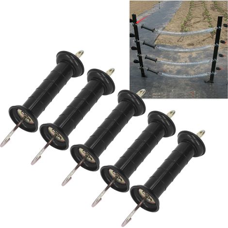 Lot de 5 poignées de clôture électrique isolées avec crochet métallique pour portail de ferme ou de pâturage (1/5)