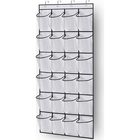Organizzatore per scarpe da appendere alla porta, scarpiera sospesa con 24 ampie tasche a rete per tenere in ordine la porta dell'armadio con appendiabiti (bianco) (1/5)