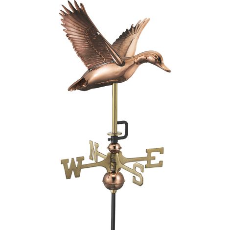 Cottage Duck in Flight Copper Weathervane - Quality Wind Vane - H60 x W29 x L33 cm