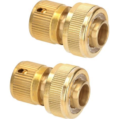 GENERIC-Connecteur de Tuyau D'arrosage, Connecteur de Robinet de Jardin en Laiton Massif, Connecteur de Robinet 2 en 1, Raccords de Tuyau D'arrosage à Connexion Rapide, Adaptateur de Robinet (1/4)