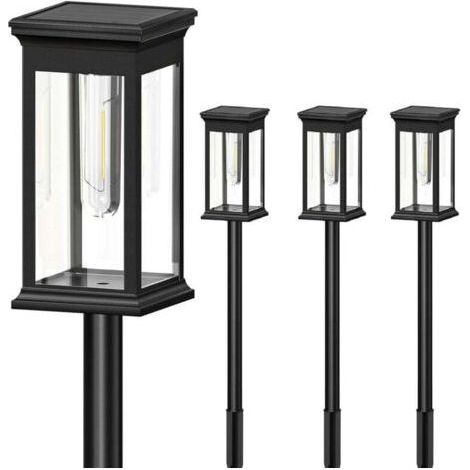 Solar Lights for Outdoor Garden, 4 Solar Garden Lights, Auto On/Off Solar Garden Lights, IP65 Waterproof Solar Garden Decoration Warm White for Lawn, Patio, Yard (1/4)