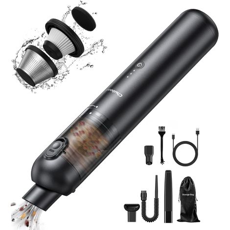 Aspirateur à Main, Aspirateur à Main sans Fil 4 en 1 Mini aspirateur avec Batterie 17000 Pa et Triple durée de Fonctionnement du Filtre 25 Min Rechargeable pour la Maison/Le Bureau/la Voiture (Noir)