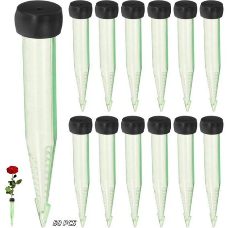 50 tubi per acqua per fiori, tubi per acqua di rose per composizioni floreali, tubi per acqua per fiori recisi con tappi in gomma, verdi, 10,5 cm (1/5)
