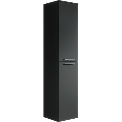 Badplaats – Colonne de salle de bain suspendue 30 x 30 x 160 cm – 2 portes battantes – 4 compartiments de rangement – Équerres de fixation incluses (1/4)