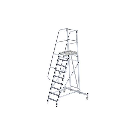 Escalera de plataforma de aluminio  rodante  9 peldaños
