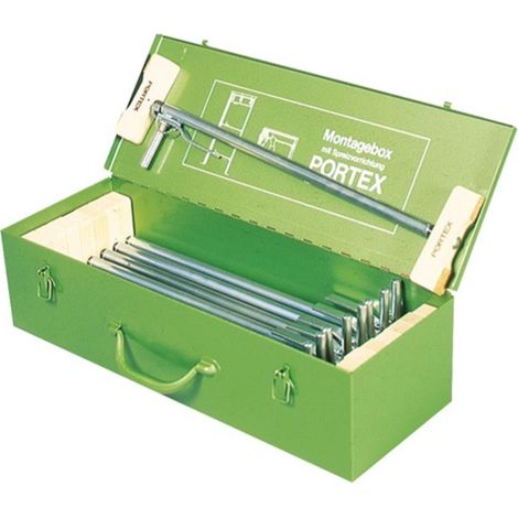 Écarteur de chambranle de porte Portex, Modèle : Boîte en tôle d'acier avec 9 écarteurs (1/2)