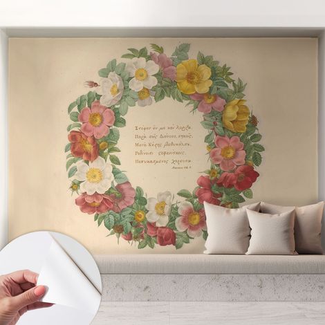 Papier peint autocollant avec imprimé pour décoration intérieure pour rénovation a motif Couronne de fleurs 208x146 cm (1/5)
