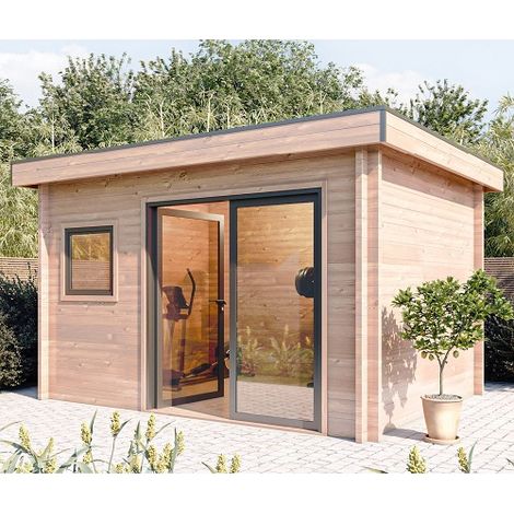 CHALET DE JARDIN CHEVRIL 11M² - BOIS DOUGLAS 55MM - PORTE & FENETRE PVC - TOITURE ACIER (1/5)