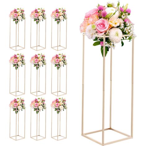 Mophorn Hochzeitsblumenständer 280x280x800 mm, 10 Stück Blumenhalter mit verdeckten Schrauben, rechteckiger Pflanzenständer für Feiern, Geburtstage, Zuhause und Tischdekoration