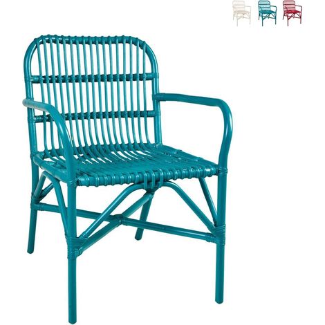 Fauteuil en rotin pour intérieur et extérieur style provençal Delicieux - Turchese