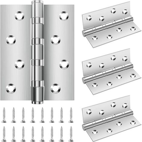 Lot de 4 charnières en pour charges lourdes - 100 × 76 × 13 mm - Charnières pliables en acier inoxydable avec 8 trous - Avec vis - Charnières pour portes massives - Pour porte de jardin (1/5)