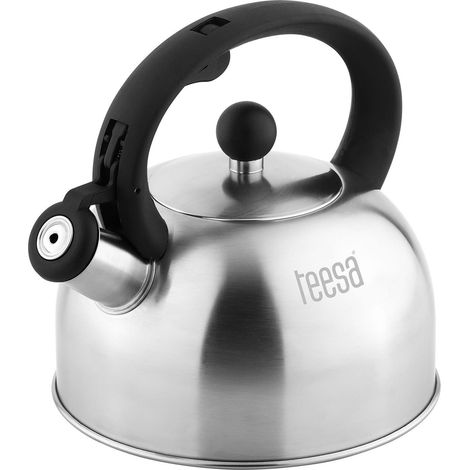 Hervidor de agua Teesa de acero inoxidable con silbato, 2 litros, apto para inducción de gas. (1/3)