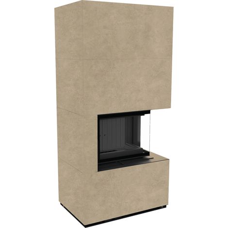 Kaminbausatz KRATKI FLOKI BOX rechts 8 kW Ø 160 Quarzsinter FOKOS RENA schwarz Verkleidung (1/4)