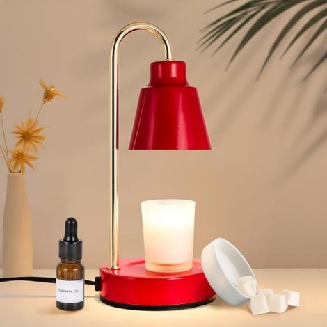 Lampe chauffante - - Fondoir bougie - Intensité variable - Minuterie - Métal rouge (1/4)