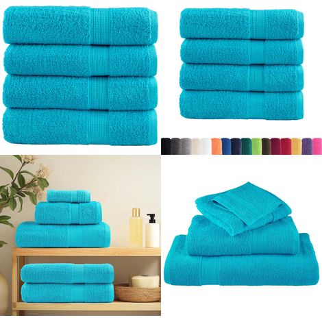 Premium-Duschtücher SOLUND 4 Stk. Türkis 70x140 cm 600 g/m² - Baumwollhandtuch - Duschhandtuch (1/5)