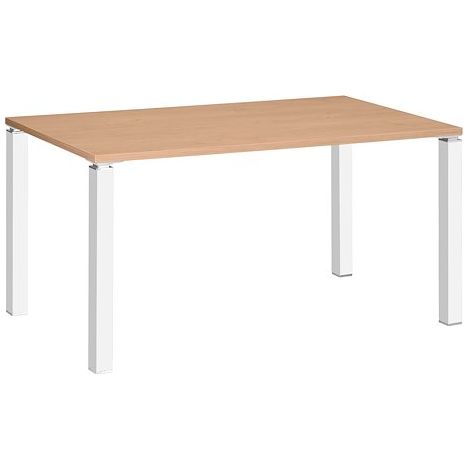 Bureau droit L 140 cm chêne clair Exprim piètement métal blanc - Maxiburo (1/5)