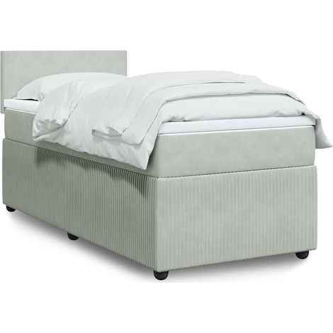 Boxspringbett mit Matratze Hellgrau 90x190 cm Samt
