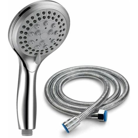 Ahlsen Pommeau de douche avec flexible de 1.5 m. 5 modes universels. douchette chromée et douchette flexible. douchette haute pression salle de bain (1/5)
