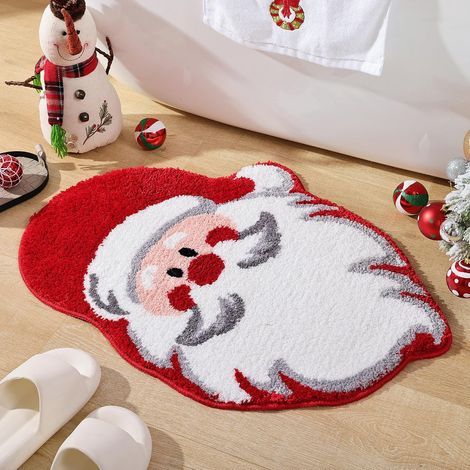 Santa Claus bathroom mat for living room, red Christmas mat, absorbent, washable, non-slip, soft, thick, durable, 4060 cm. (1/5)