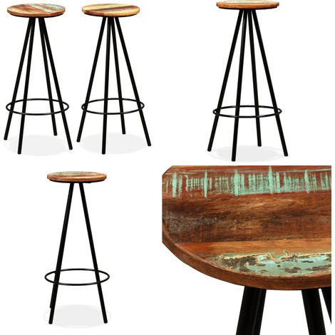 Tabourets de bar lot de 2 bois massif de récupération - Tabouret De Bar - Tabourets Industriels - Mobilier Design - Chaise Haute - Décoration Intérieure - Home & Living (1/5)