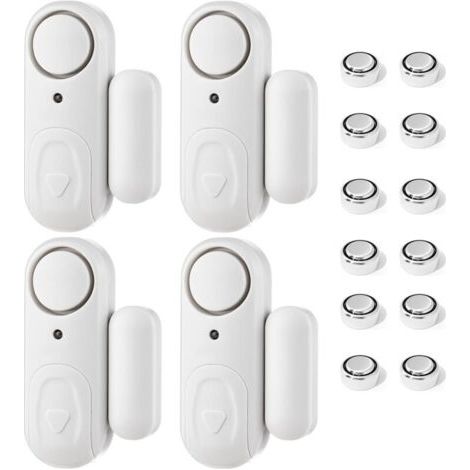 Alarme Porte Détecteur Ouverture Porte avec Piles Alarme Porte et Fenetre 4 Pièces Detecteur Ouverture de Porte 100 DB Alarme Fenetre pour Maison, Hôtel, Piscine, Garage