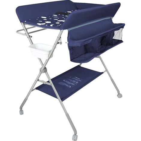 Table à langer, Design portable, Hauteur réglable, Bleu marine (1/2)