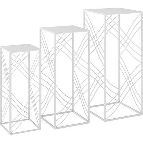 Juego de soportes metálicos para plantas, 3 tamaños, color blanco, resistentes a la oxidación.