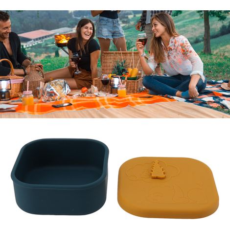Tragbarer Silikon-Vorratsbehälter für den Kühlschrank, Lebensmittelbehälter, Picknick-Lunchbox, Aufbewahrungsschüssel, luftdichter und geruchsdichter Kühlschrankbehälter, gelb (1/5)